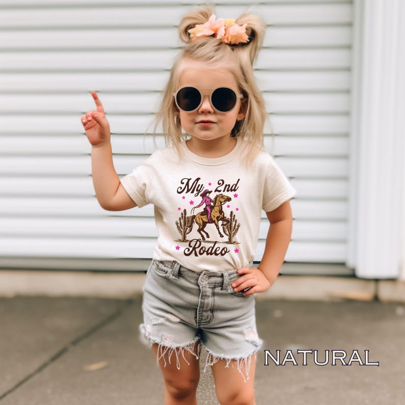 2nd Birthday Girl Shirt My 2nd Rodeo Party TShirt Cowgirl Themed 2 Years Old Birthday Second Rodeo Outfit Western Horse Shirt Toddler Gifts image 5