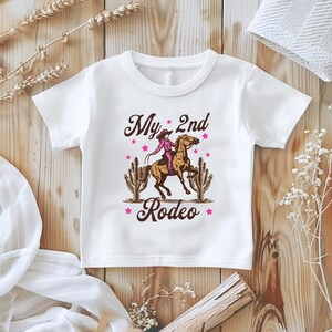 2nd Birthday Girl Shirt My 2nd Rodeo Party TShirt Cowgirl Themed 2 Years Old Birthday Second Rodeo Outfit Western Horse Shirt Toddler Gifts image 6