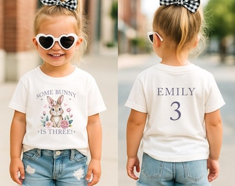 Girls 3rd Birthday Outfit Some Bunny Is Three Birthday Shirt Toddler Easter TShirt Bunny Rabbit Birthday Party Tees Kids Custom Name T Shirt