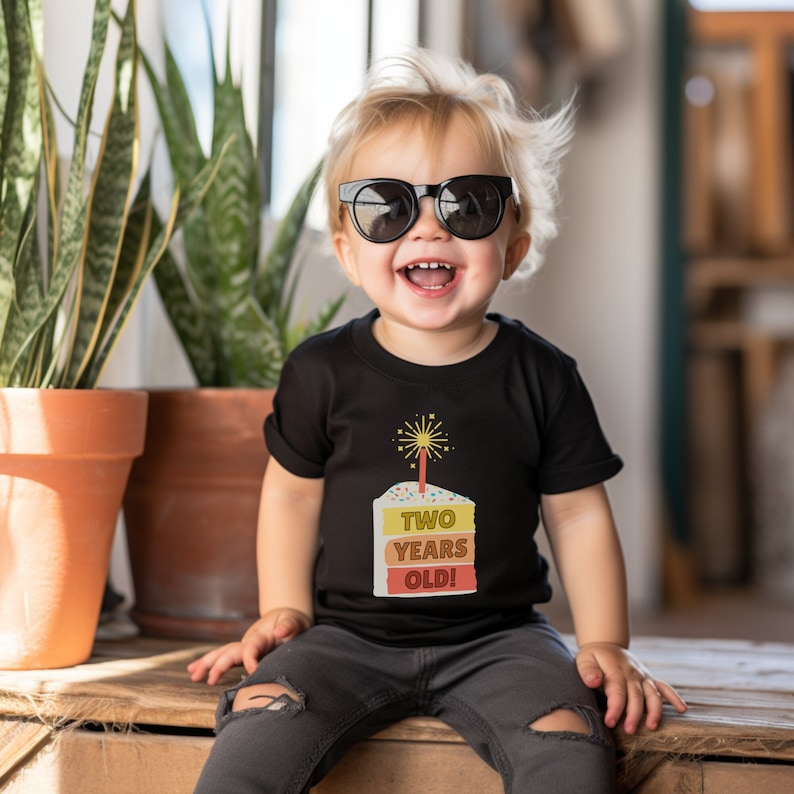 Two Years Old Shirt Birthday Cake T-Shirt 2nd Birthday Outfit Sweets Shirt Trendy Toddler Tee Second Birthday Girl Birthday Boy Gift I'm Two image 4