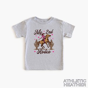 2nd Birthday Girl Shirt My 2nd Rodeo Party TShirt Cowgirl Themed 2 Years Old Birthday Second Rodeo Outfit Western Horse Shirt Toddler Gifts image 4