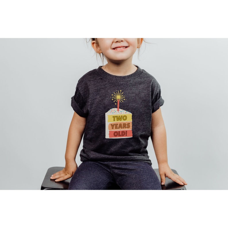 Two Years Old Shirt Birthday Cake T-Shirt 2nd Birthday Outfit Sweets Shirt Trendy Toddler Tee Second Birthday Girl Birthday Boy Gift I'm Two image 6