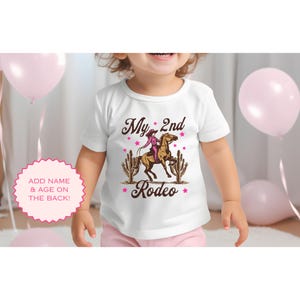 2nd Birthday Girl Shirt My 2nd Rodeo Party TShirt Cowgirl Themed 2 Years Old Birthday Second Rodeo Outfit Western Horse Shirt Toddler Gifts image 7