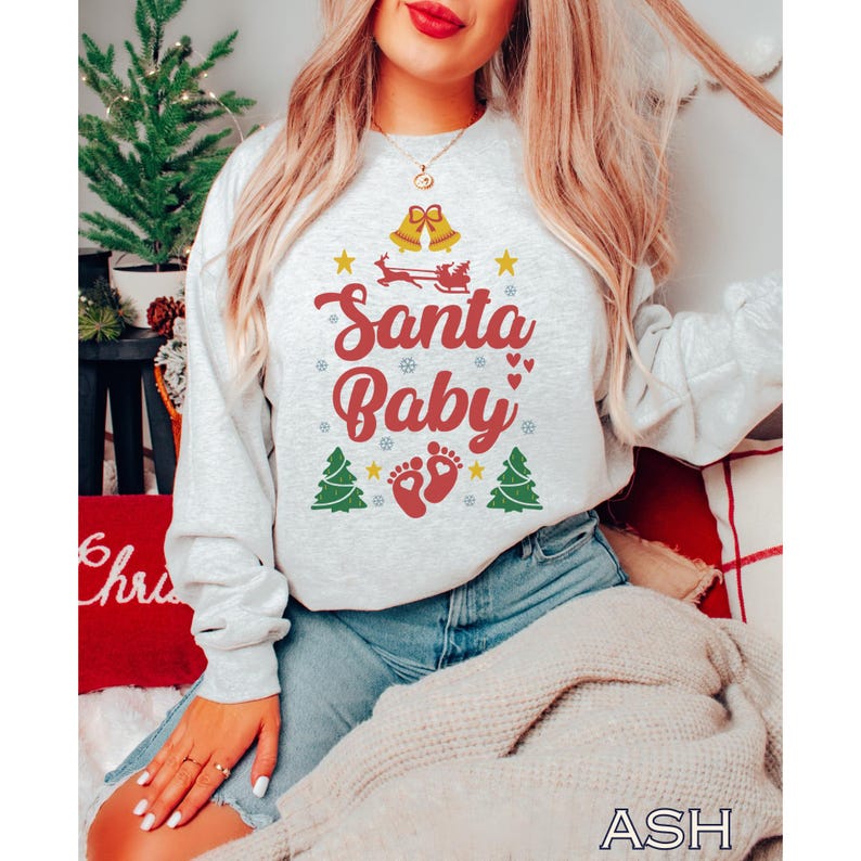 Santa Baby Sweatshirt Christmas Pregnancy Announcement Shirt Baby