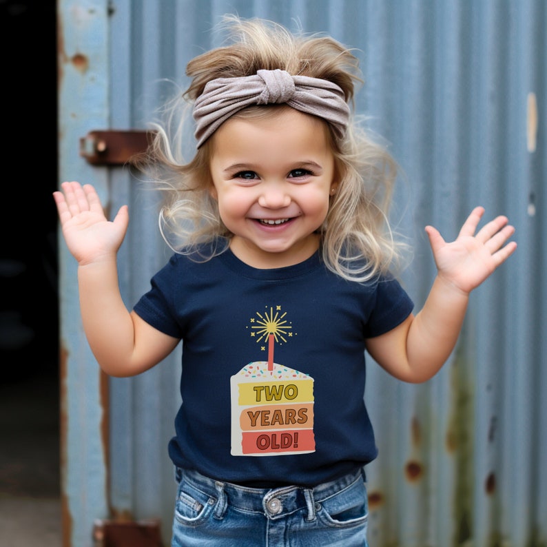 Two Years Old Shirt Birthday Cake T-Shirt 2nd Birthday Outfit Sweets Shirt Trendy Toddler Tee Second Birthday Girl Birthday Boy Gift I'm Two image 2