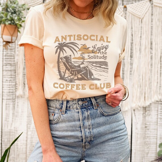 Antisocial Coffee Club Shirt, Coffee Person Gift, Funny Skeleton Shirt, Introvert Gift, TShirt Coffee Lovers, Latte Shirt, Self Care Tee