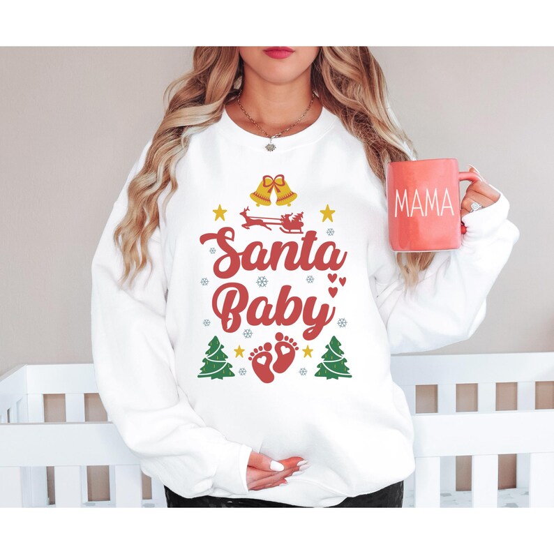 Santa Baby Sweatshirt Christmas Pregnancy Announcement Shirt Baby