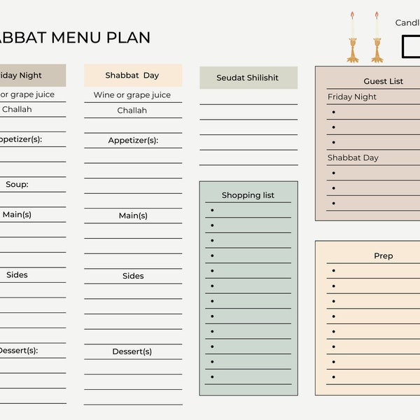 Shabbat Menu Planner