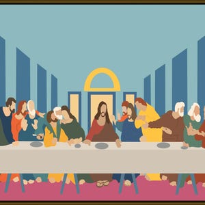 The Last Supper Minimal Art Printable PNG Digital Instant Modern Color JPEG