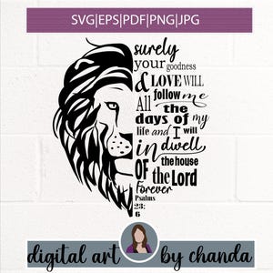 Psalms 23:6 SVG for cricut, Bible verse svg, Christian svg,eps, pdf, jpg, png, mirrored pdf, Cut File Cricut