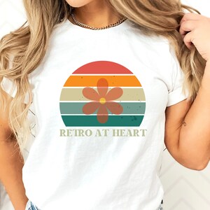 Retro at Heart Shirt, Peace Love Tshirt, Boho Tshirt, Hippie Tee, Graphic Tee, Ladies Apparel, Unisex Tshirt, Cute Top, Gift For Her