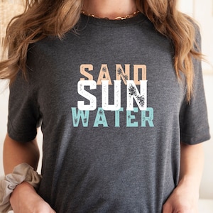 Sun Sand Water Beach Shirt, Retro Comfort Colors T-Shirt, Trendy Beach Shirts for Women, Summer Vacation Shirts,Womens Oversized Beach Shirt