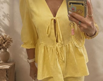 Europese zomerse tweedelige set | Soepelvallende resortkleding-outfit | Romantische bijpassende Cottagecore-set | Vakantierokset dames