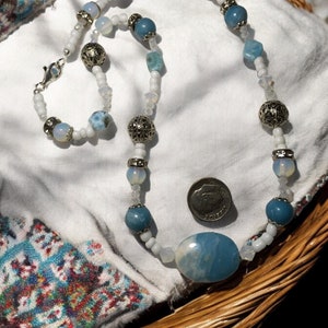 Blue larimar necklace, gemstone necklace, handmade necklace, blue jewelry, gemstone jewelry, wedding gift, for her, handmade jewelry