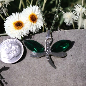 Emerald green dragonfly chain, crystal dragonfly, green dragonfly, May birthstone