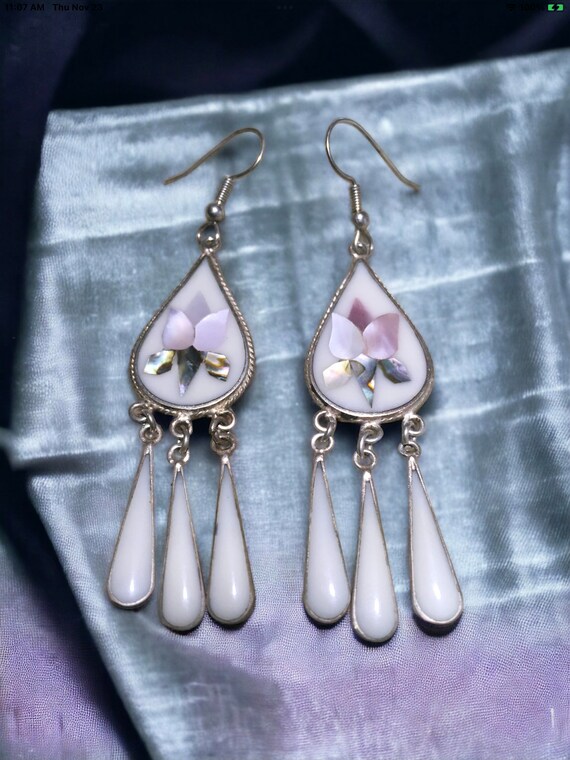 Vintage signed dangle earrings, vintage earrings,… - image 2