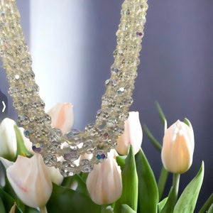 Vintage aurora borealis clear crystal necklace, vintage crystal necklace, crystal necklace, ab necklace, crystal jewelry