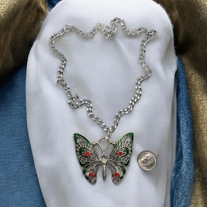 Butterfly necklace, butterfly jewelry, large butterfly, crystal butterfly