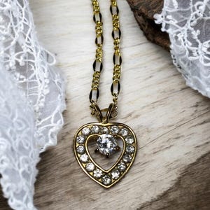 Handmade crystal heart necklace pendant, rhinestone heart, heart jewelry, heart gift, Valentine’s Day gift, gift for her,