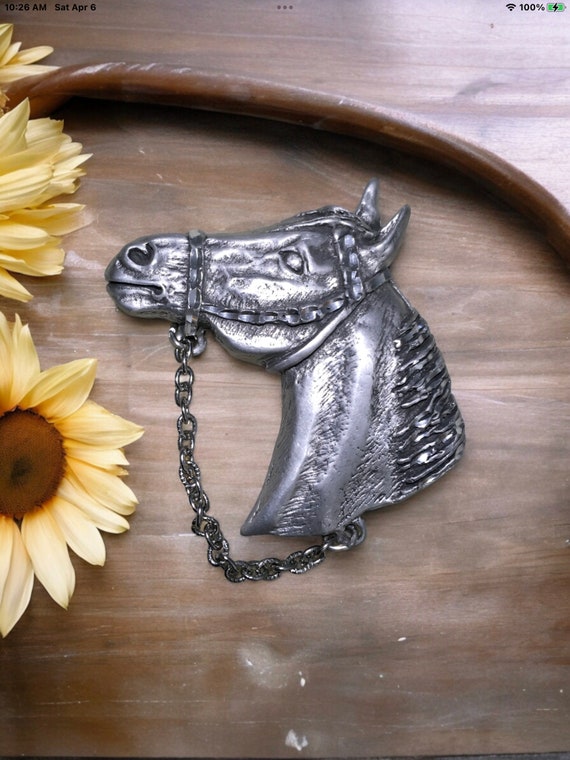 Vintage signed horse brooch pin horse jewelry hor… - image 10