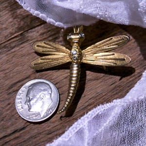 Vintage dragonfly brooch pin, Diamond dragonfly, rhinestone dragonfly, dragonfly jewelry, dragonfly gift, vintage gift