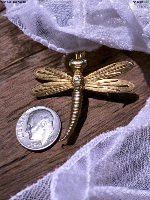 Vintage dragonfly brooch pin, Diamond dragonfly, rhinestone dragonfly, dragonfly jewelry, dragonfly gift, vintage gift