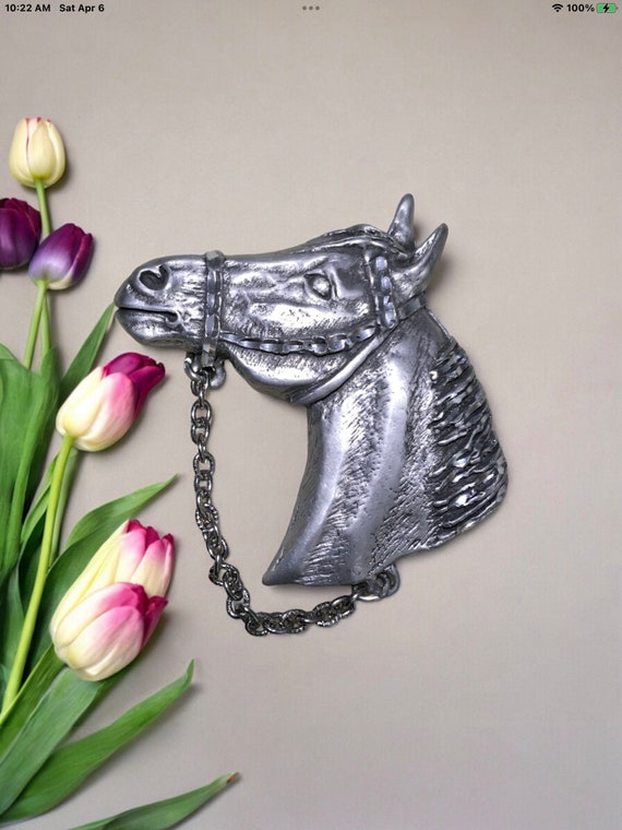 Vintage signed horse brooch pin horse jewelry hor… - image 7