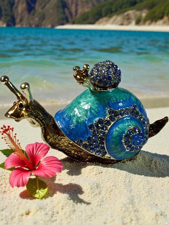 Snail trinket box, jewelry box, vintage trinket box,