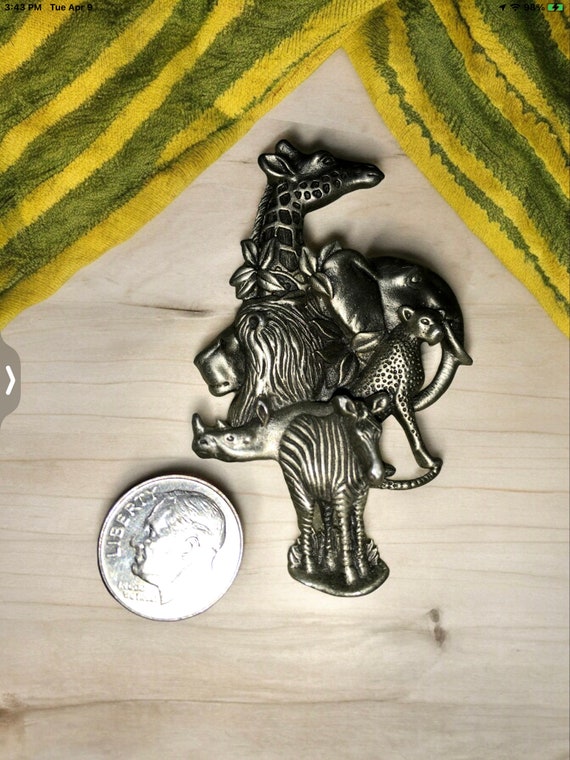 Vintage animal safari brooch pin Noah’s arc pin b… - image 4