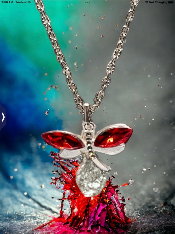 Red dragonfly necklace deals