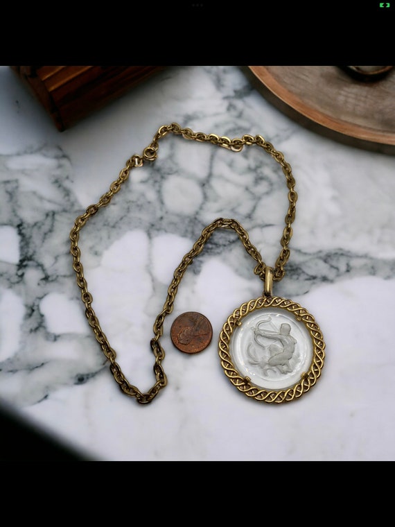 Vintage Sagittarius necklace, Trifari necklace, bi