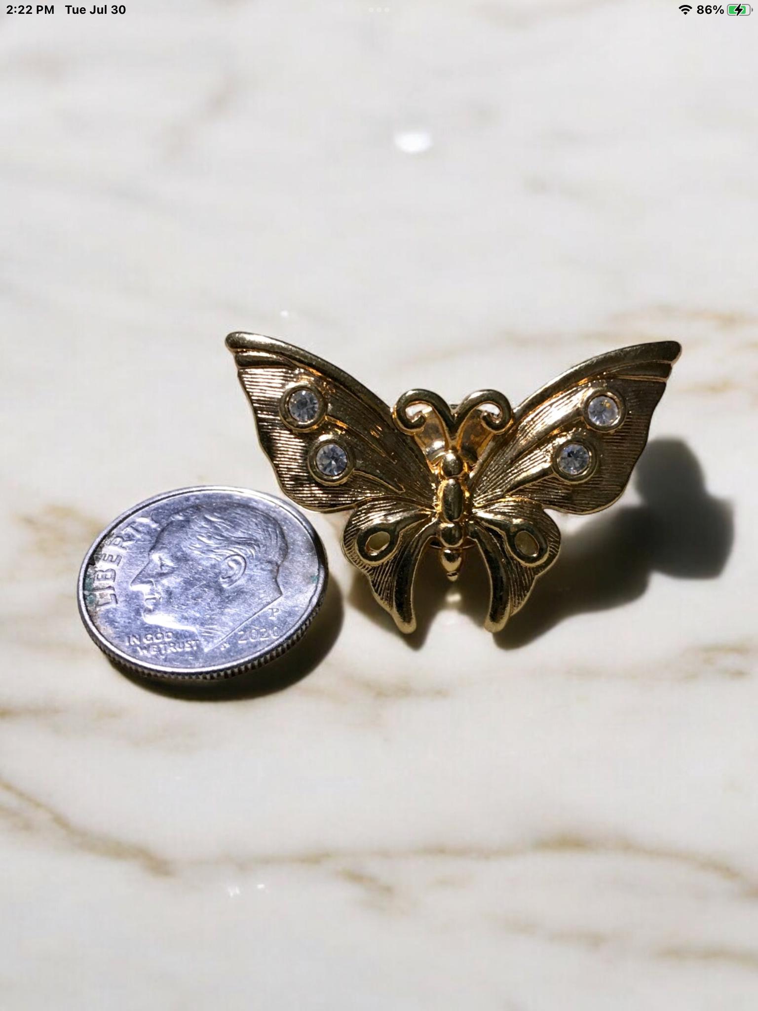 Vintage Avon Butterfly Brooch Pin, Rhinestone Butterfly