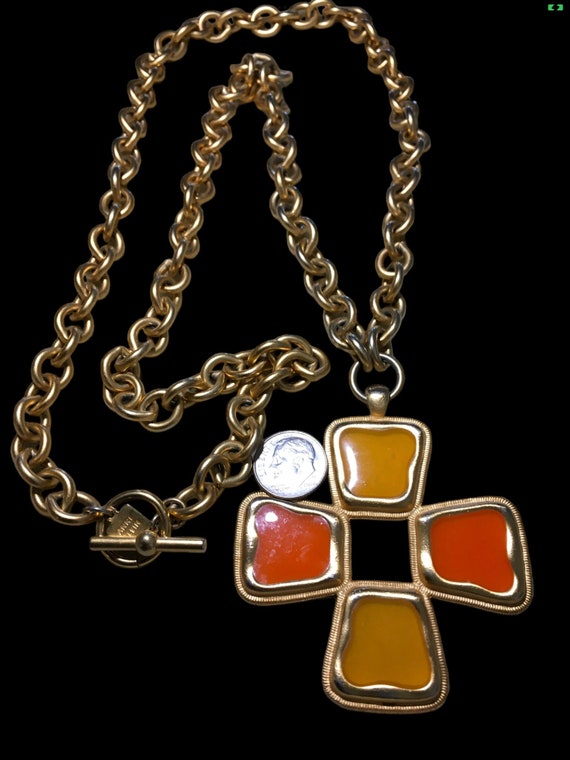 Vintage cross necklace, large cross necklace, oran