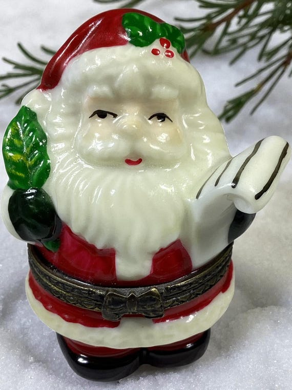 Vintage Santa trinket box, Santa gift, Christmas gift, vintage gift, Santa Christmas gift