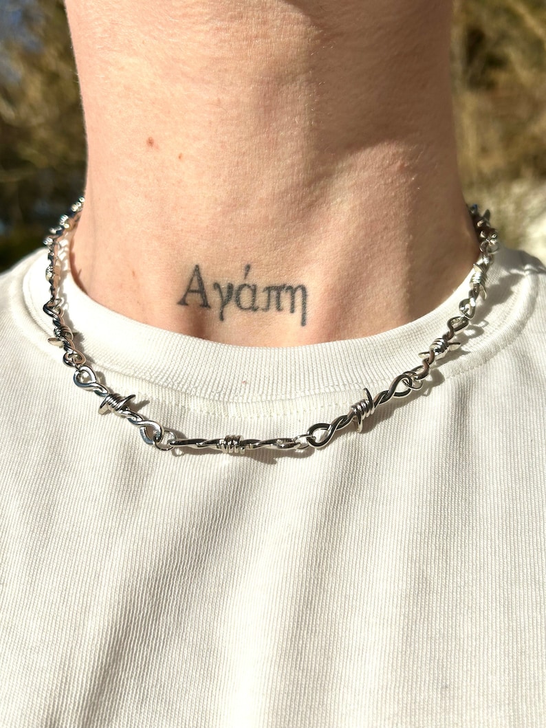 Barbed wire necklace, barbed wire necklace, stainless steel, chain, jewelry, piece of jewelry, eye-catcher, gift image 1