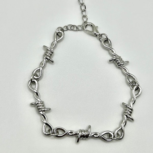 Barbed wire bracelet silver - stainless steel