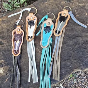 Leather Horse Head & Fringe Keychains