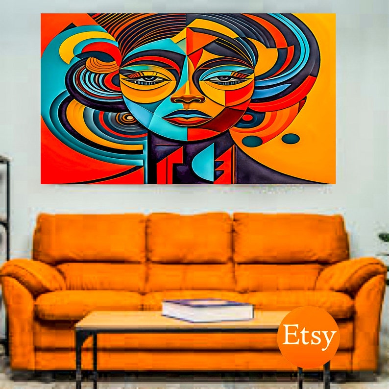 Queen African Art Black Art Afrocentric Vibrant Colors Wall Decor Wall Art Wall Decor Digital