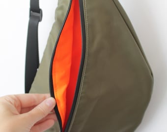 Olive green water resistant Sling Bag/Fanny Pack Medium Size