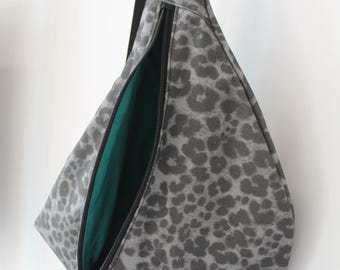 Soft Denim GREY Leopard Print Sling Bag/Fanny pack Oversized/Large