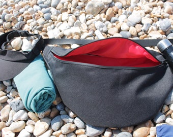 Black water resistant Canvas Sling Bag/Fanny pack