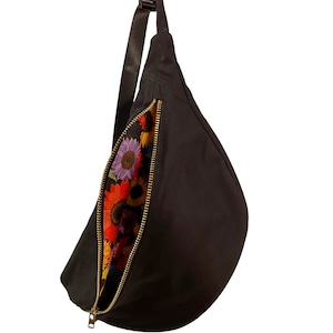 Black Canvas Sling Bag/Fanny pack Oversized large