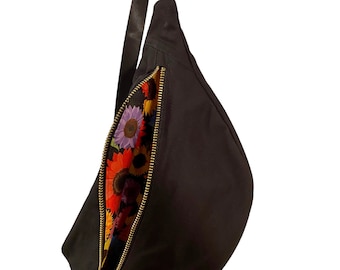 Black Canvas Sling Bag/Fanny pack Oversized large