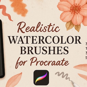Realistic Watercolor Procreate Brushes & Painting Kit - iPad Digital Art Tools,  Canvases and Color Palettes. Unlimitted Commercial Use