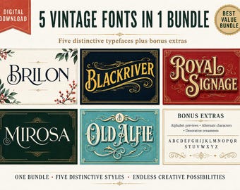Pacchetto di font vintage / Tipografia retrò realizzata a mano per loghi, branding, packaging ed etichette