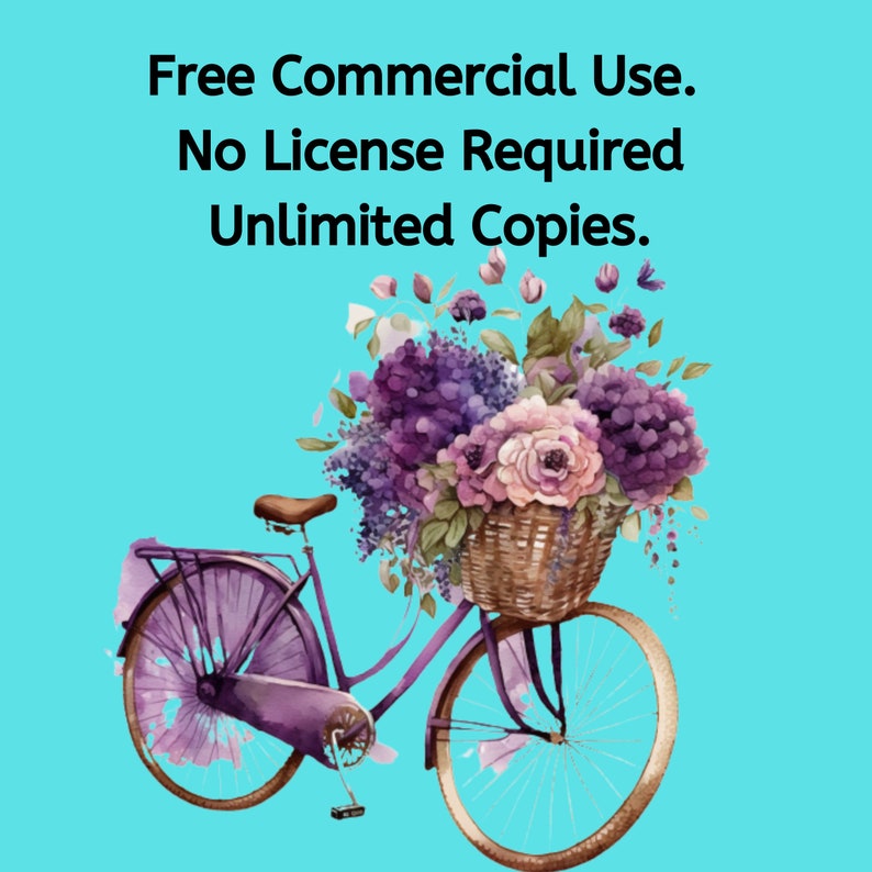 Springtime 7 Bicycle Clipart With Basket of Flowers Watercolor Etsy