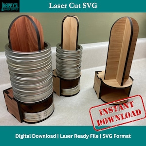 Normal mouth Mason Jar Rings and Lids Organizer Digital Download | Laser cut SVG File