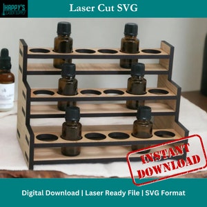 Ätherisches Öl Halter SVG-Datei 15 ml, ätherisches Öl Regal, Laser schneiden digitaler Download, ätherisches Öl Lagerung, ätherisches Öl Geschenk,