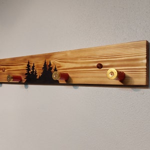 Shotgun shell coat rack, hat rack, shelf, coat rack, rustic home decor, farmhouse decor, log cabin decor, hunting.