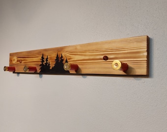 Shotgun shell coat rack, hat rack, shelf, coat rack, rustic home decor, farmhouse decor, log cabin decor, hunting.